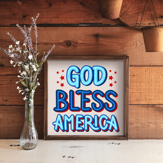 God Bless America- 12x12 Wood Print