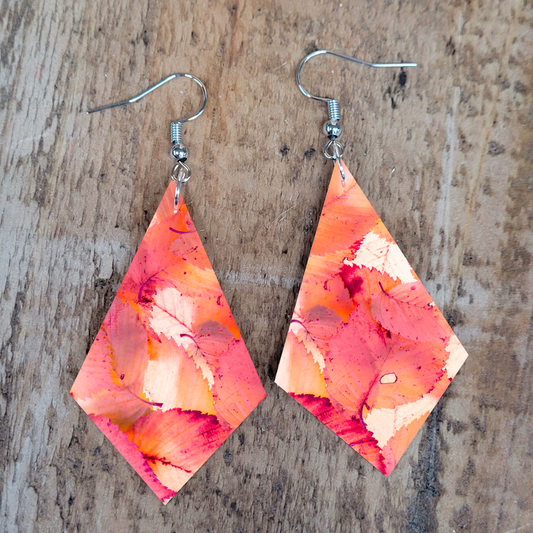 Pink Leaf Earrings