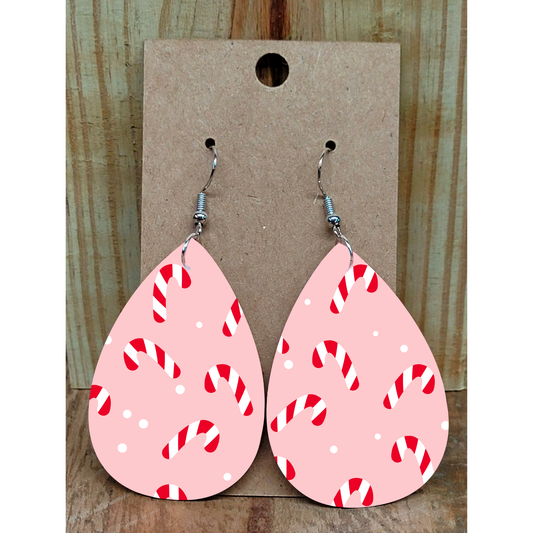 Pink Candy Canes Trees Earrings