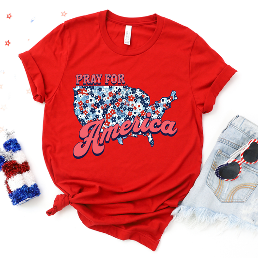 Pray for America Red Graphic Tee