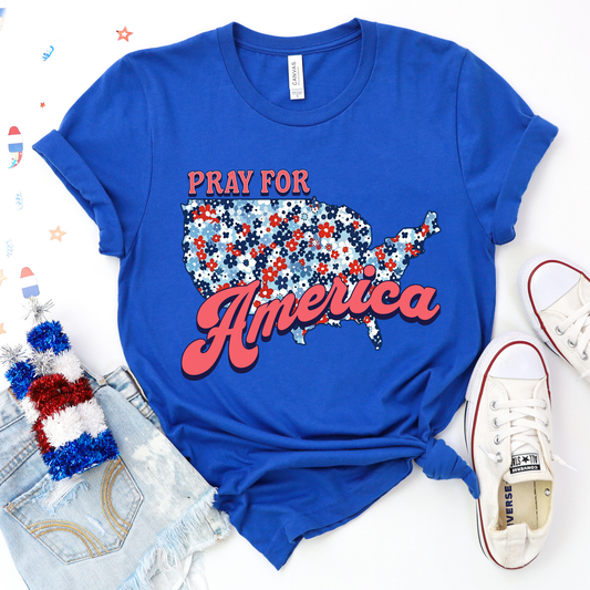 Pray for America Blue Graphic Tee
