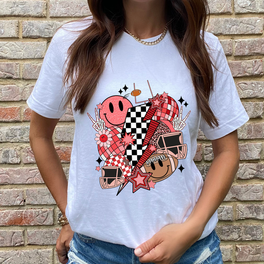 Football Collage Red Graphic Tee