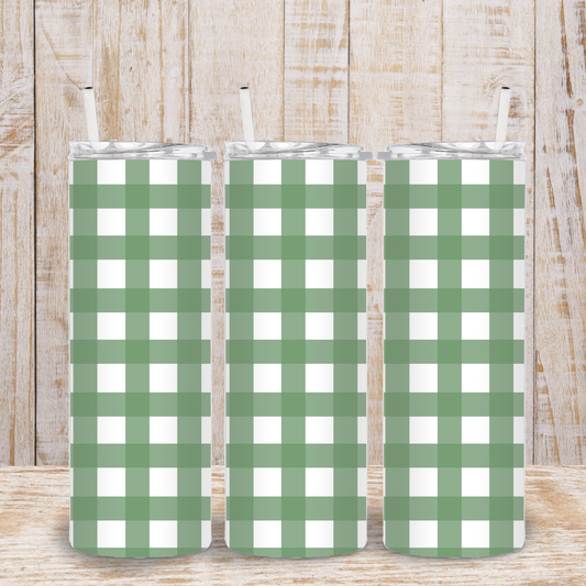 Green Plaid Tumbler