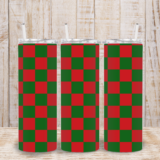 Christmas Checkered Tumbler