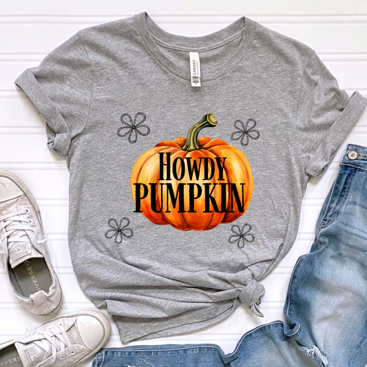Howdy Pumpkin Flowers Graphic Tee