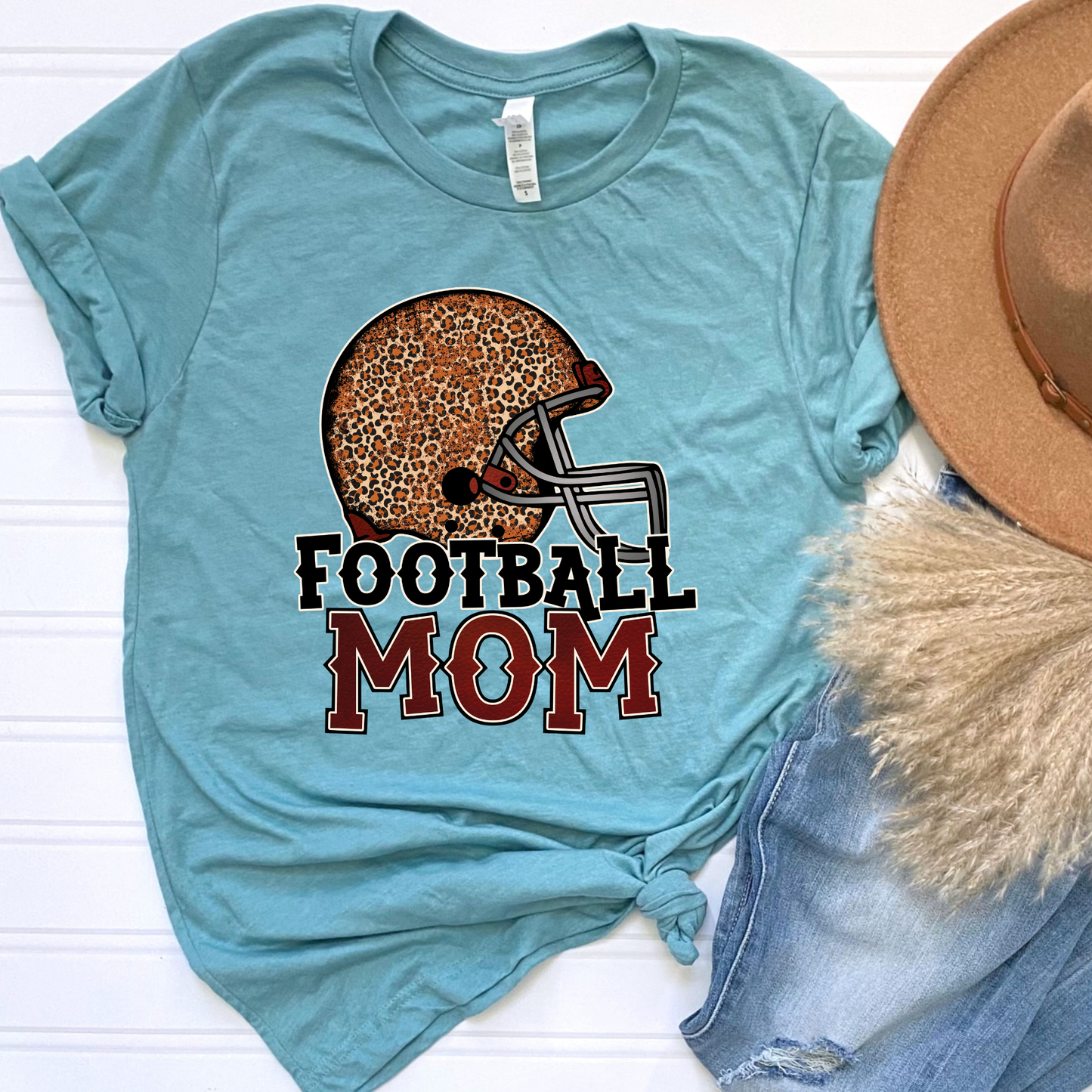 Football Mom with Helmet Graphic Tee