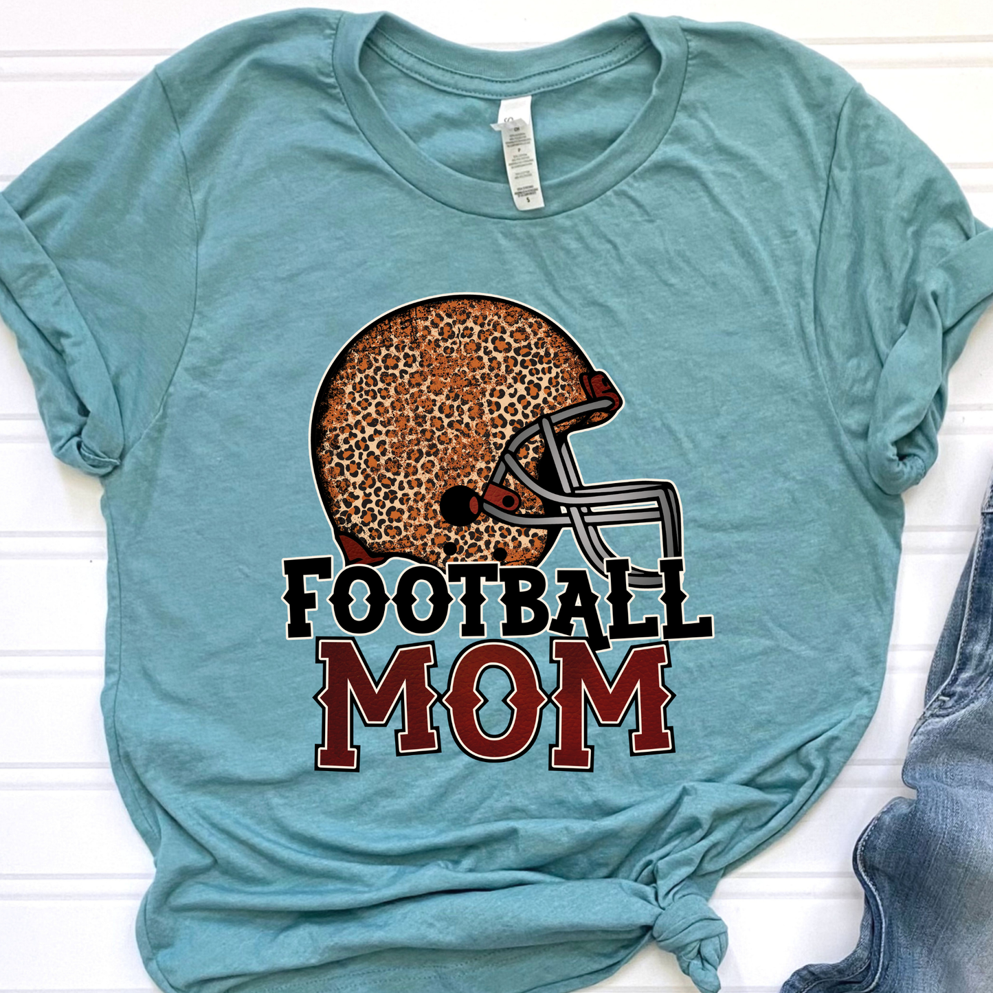 Football Mom with Helmet Graphic Tee