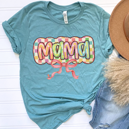 Pastel Checkered Mama  Graphic Tee