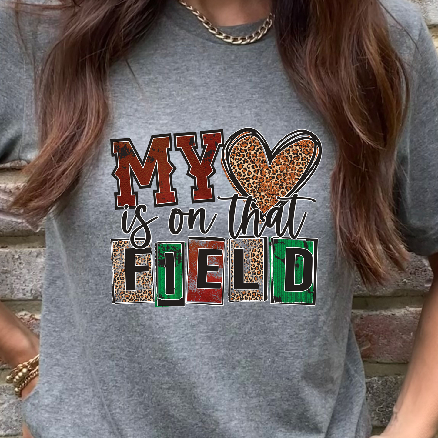My Heart is on That Field Green Graphic Tee