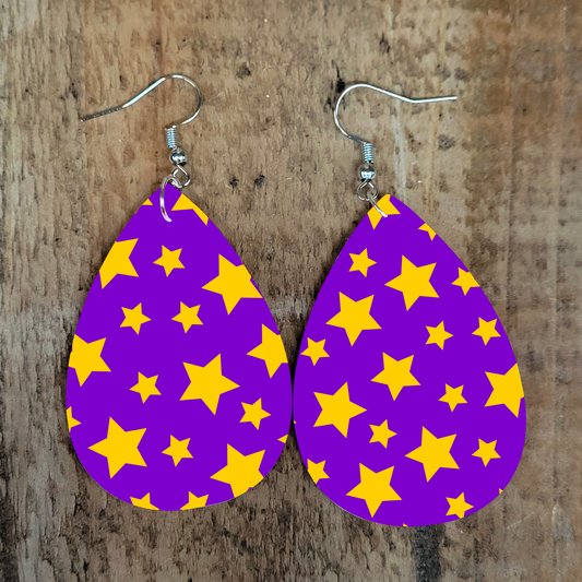 Purple and Yellow Star Earrings