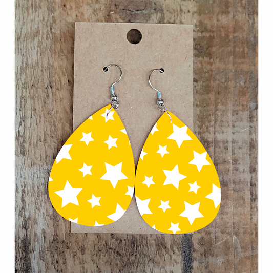 Yellow and White Star Earrings