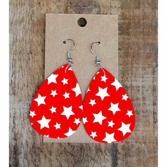 Red and White Star Earrings