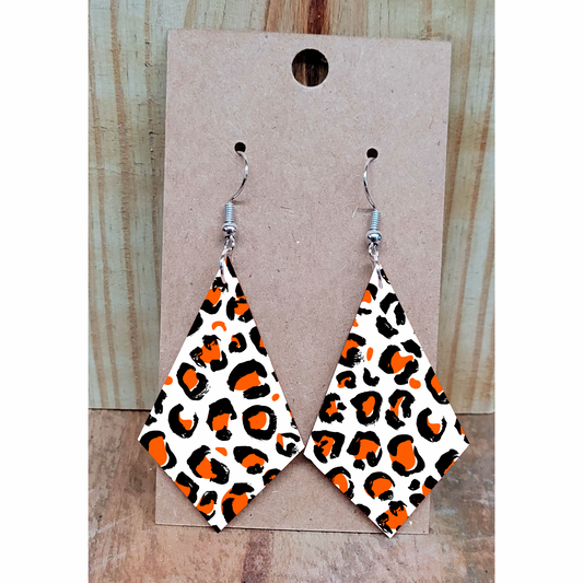 Orange Leopard Earrings