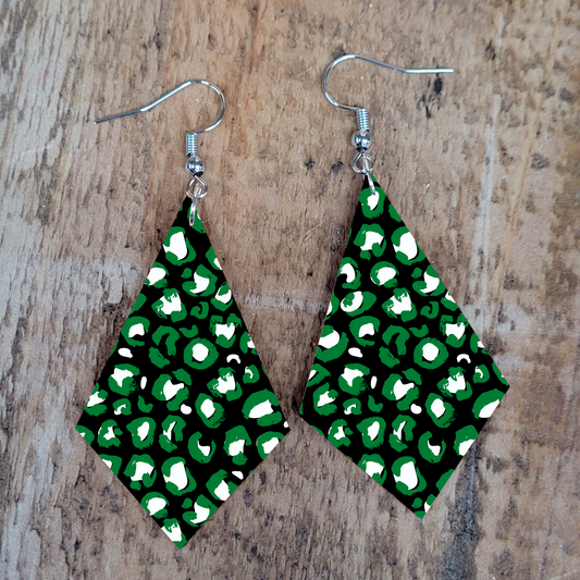 Green Leopard Earrings