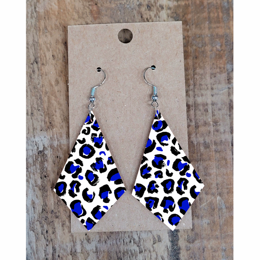 Blue Leopard Earrings