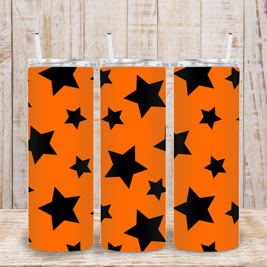 Orange and Black Star Tumbler