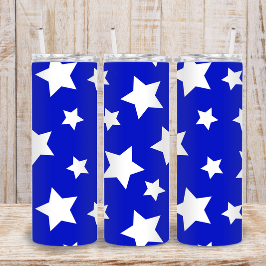 Blue and White Star Tumbler