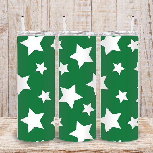 Green and White Star Tumbler