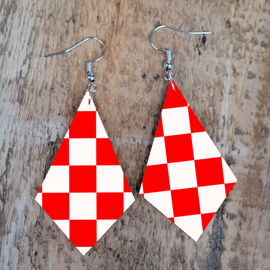 Red Checkered Earrings
