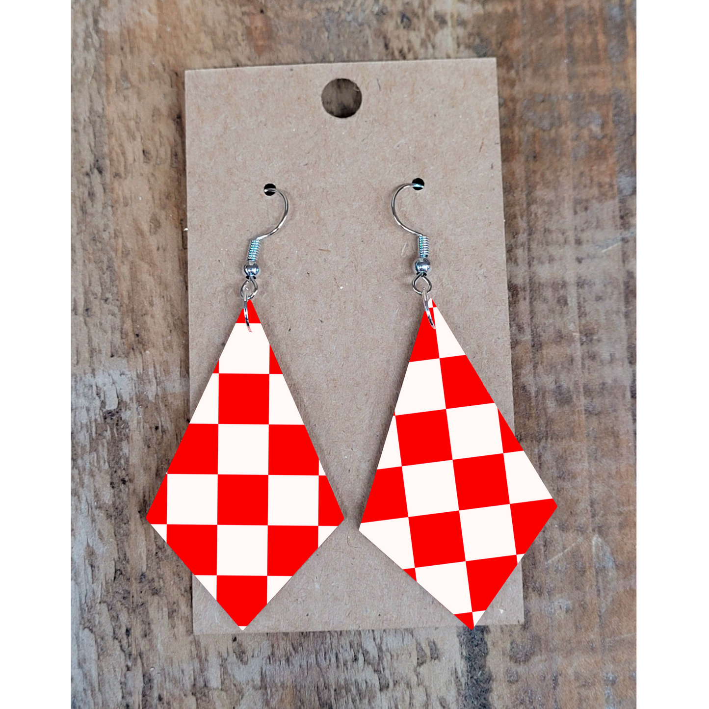 Red Checkered Earrings