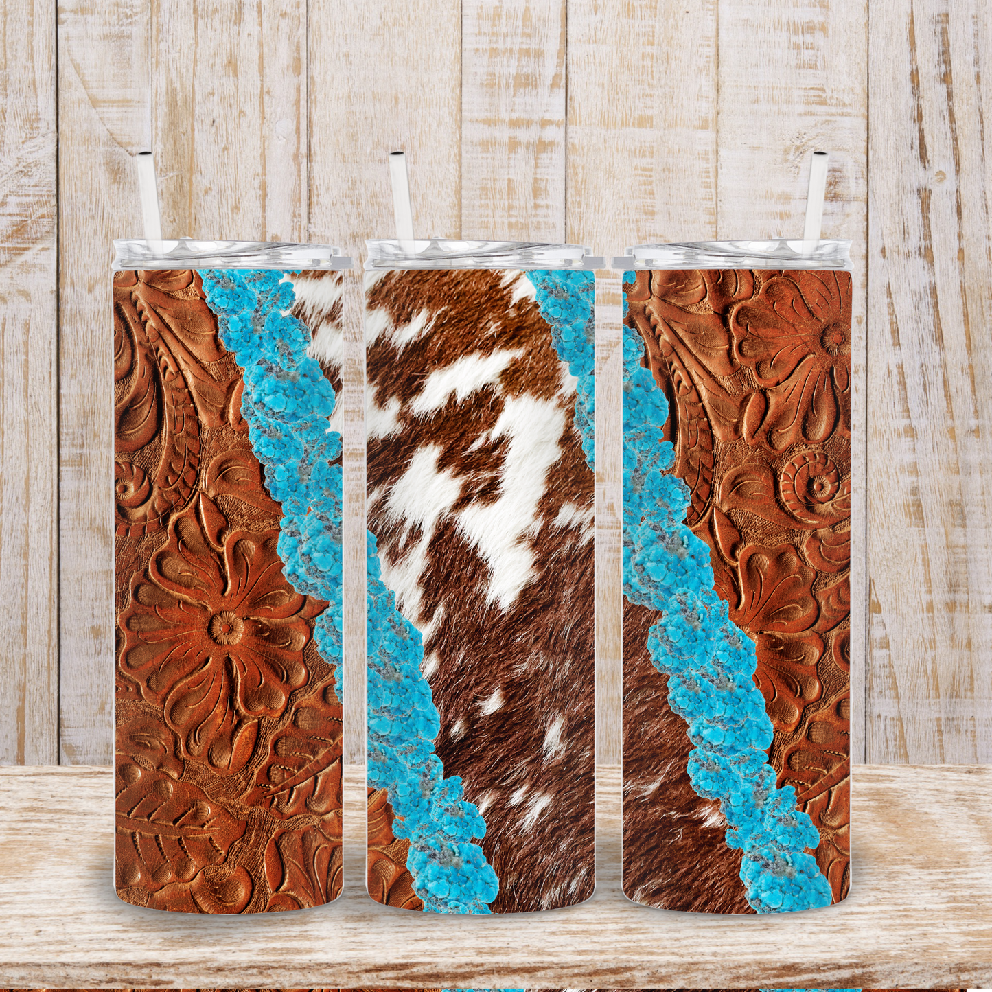 Tooled and Teal Tumbler
